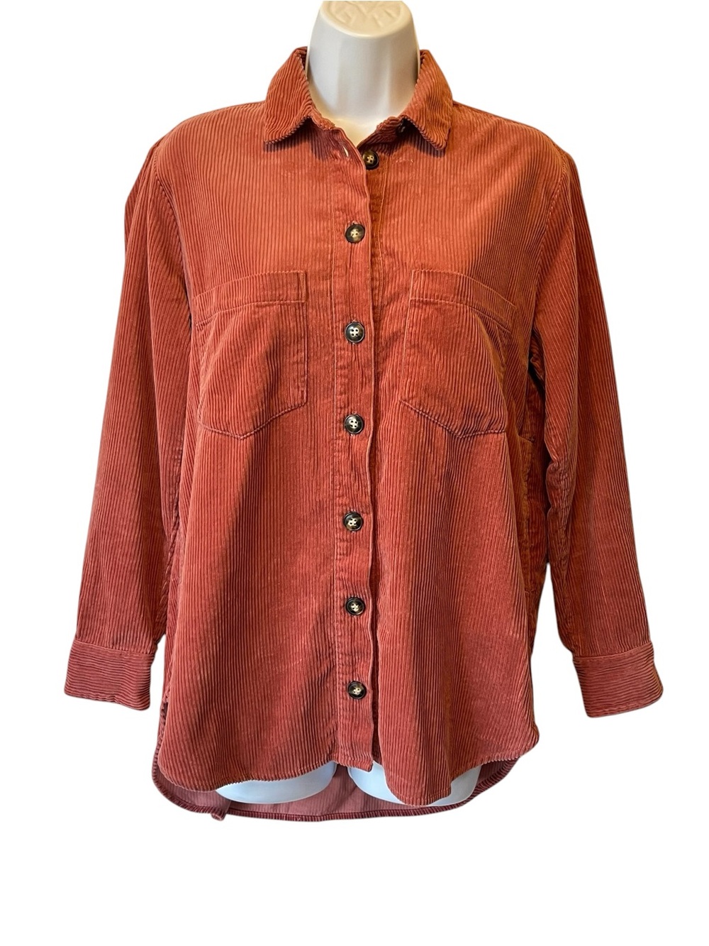 Madewell Kentwood Oversized shirt jacket Corduroy Salmon pink XS Womens Pockets